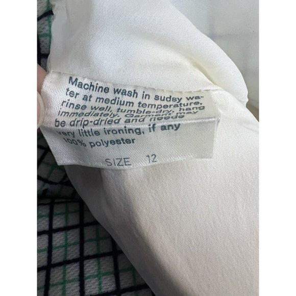 Vtg 70s Women Plaid Jacket Tag Sz 12 Blue Green Polyester Double Knit Mod Retro - Picture 8 of 11